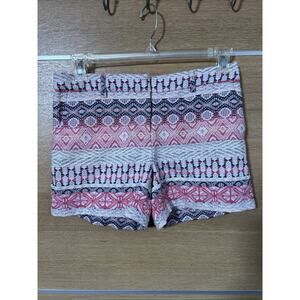 Dalia Pink & White Geometric Patterned Shorts Women's Sz 6 Cotton Blend Tapestry